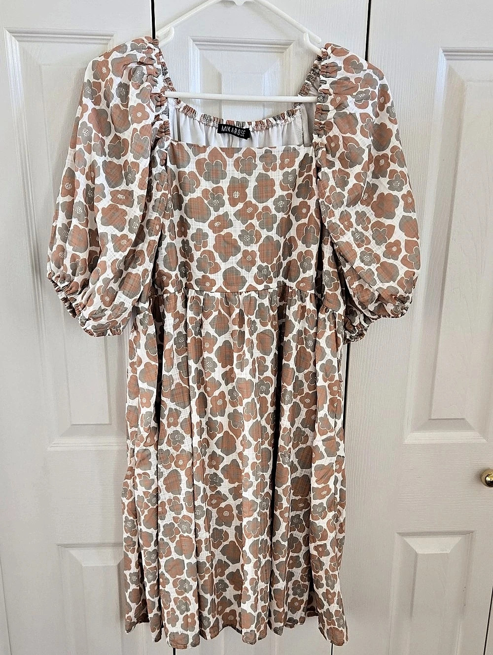 MIKAROSE The Tatum Floral Midi Dress Brown & White XL